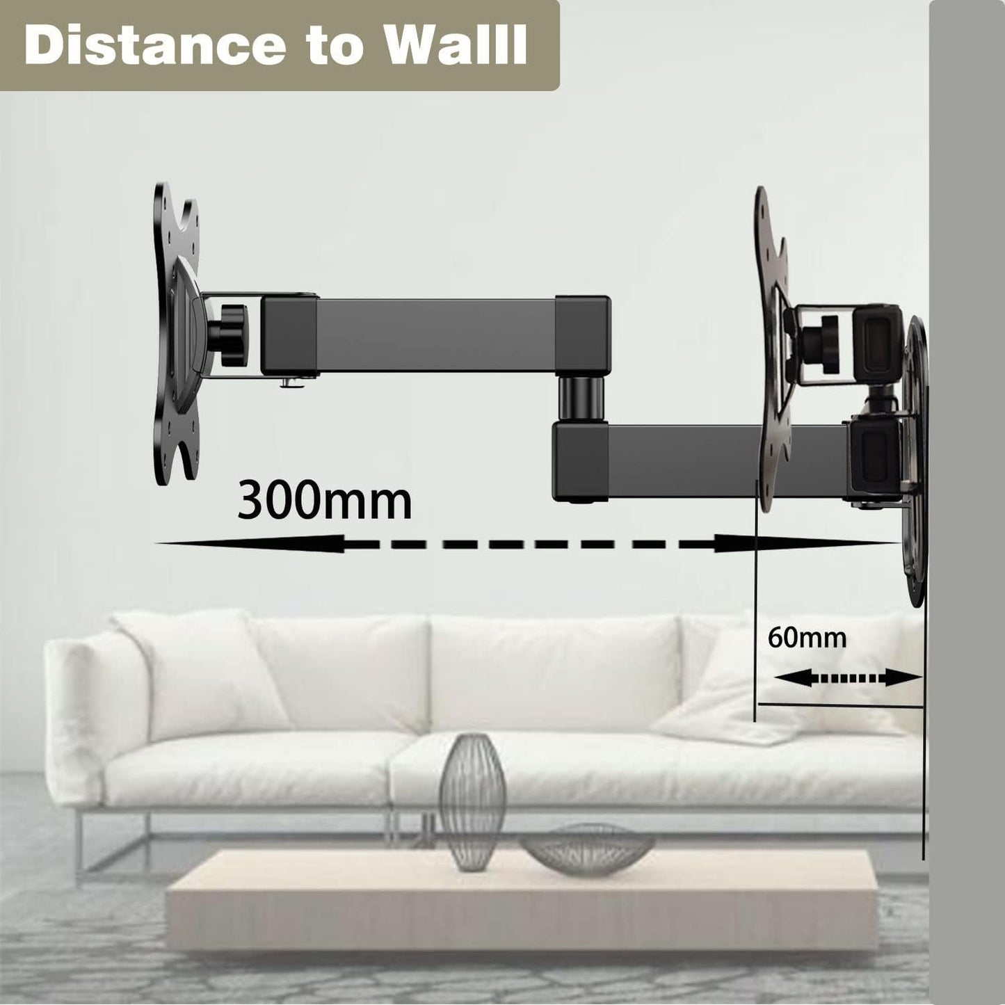 GLWIXY Monitor Wall Mount Most 14-27 inch TVs Computer,Full Motion Wall Mount TV Bracket VESA Up to 100x100mm Max Load 22lbs Fits 15 19 20 22 23 Inch Small Monitor Mount