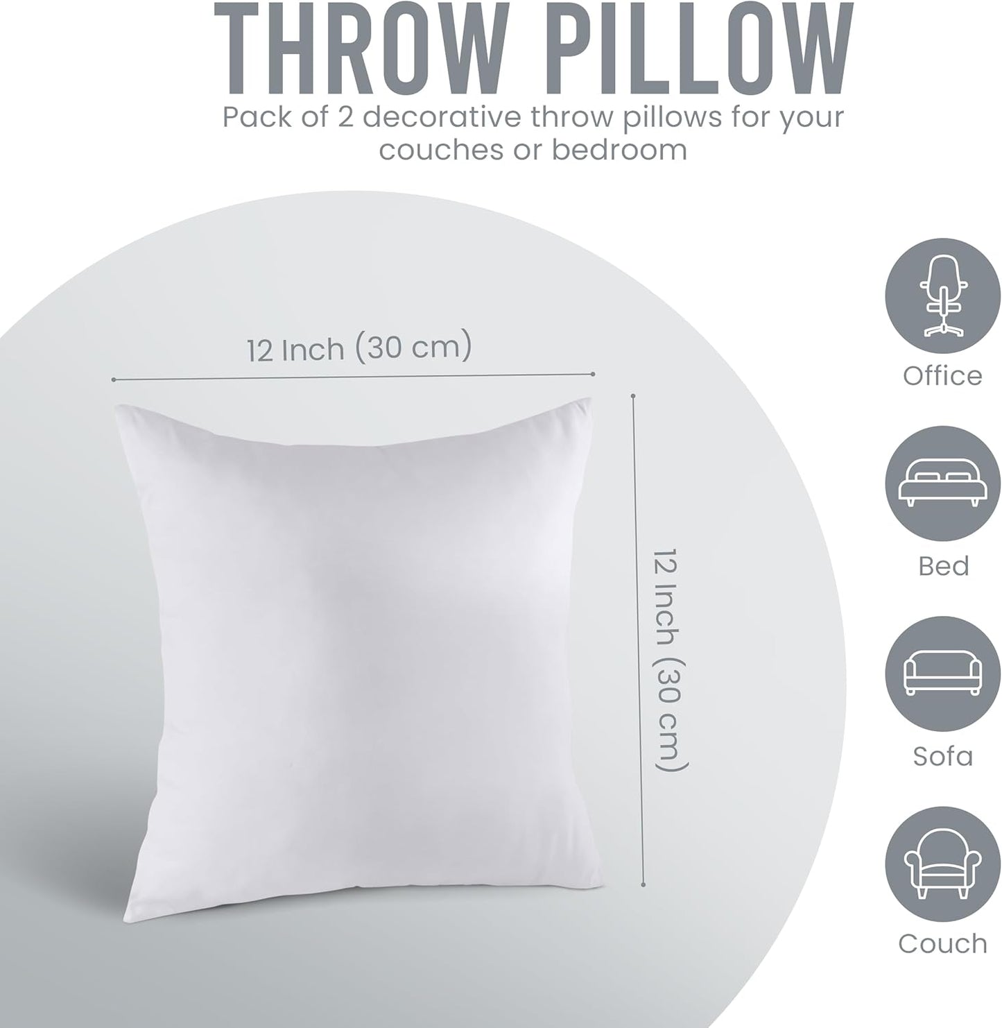 Utopia Bedding Throw Pillows Insert (Pack of 2, White) - 20 x 20 Inches Bed and Couch Pillows - Indoor Decorative Pillow