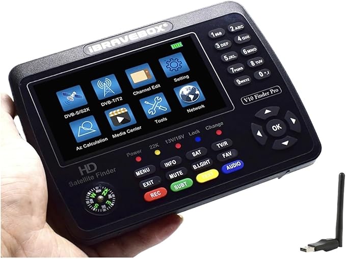 V10 Finder Pro Satellite Meter DVB-S2/S2X DVB-T2/T H.265 Vs Kpt 717st Plus Gtmedia V8 Finder Pro2 Dvb T2 Satfinder(V10 Finder WiFi)