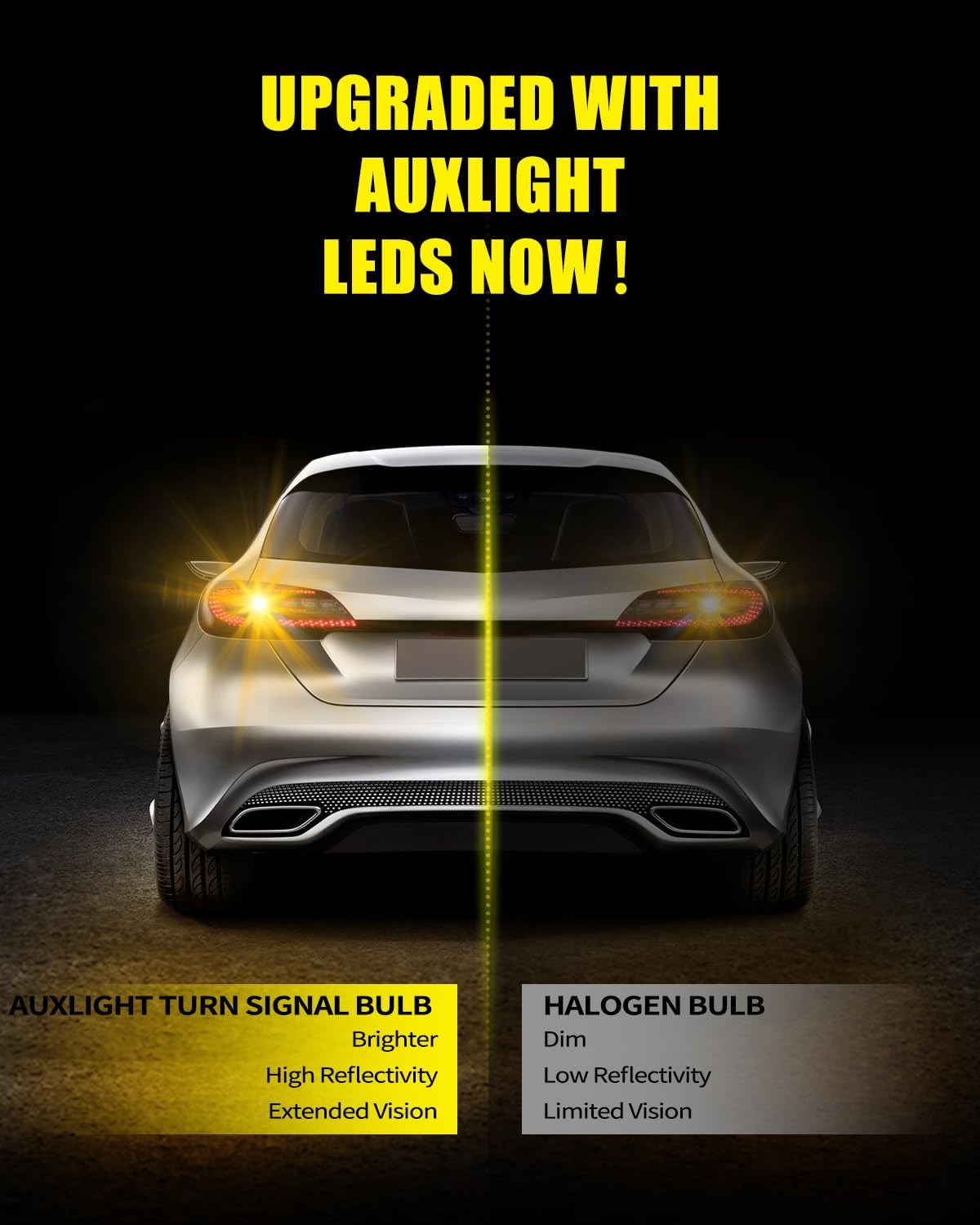 AUXLIGHT 3157 3156 4157 3057 3357 LED Bulbs, Ultra Bright 60-SMD LED Replacement for Turn Signal Blinker Lights, Brake/Tail Lights, Parking/Running Lights, Amber Yellow (Pack of 2)