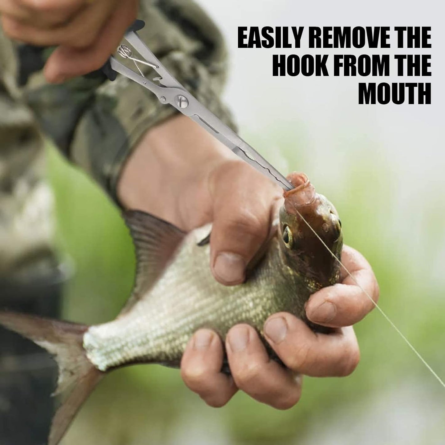 Fishing Pliers Stainless Steel Hook Remover Braid Cutter Rustproof Saltwater Split Ring Pliers Fishing Multi-Tools with Sheath and Lanyard