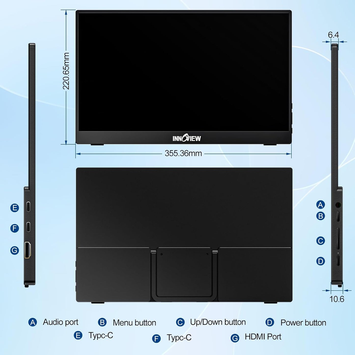 InnoView 4K OLED Portable Monitor, 14 Inch OLED Monitor for Laptop, 100% DCI-P3, 1MS with Speaker and Stand, USB-C HDMI High-end Screen for Laptop PC MAC Phone PS4 Xbox Switch