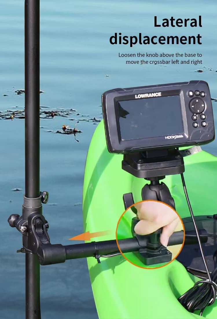 Strg Transducer Bracket with Fish Finder Mount for Kayak/Boat, Livescope Fish Finder Transducer Mount for Garmin/Lowrance, Compatible with RAM Mounts C Size/1.5'' Double Socket Arm (Foldable)