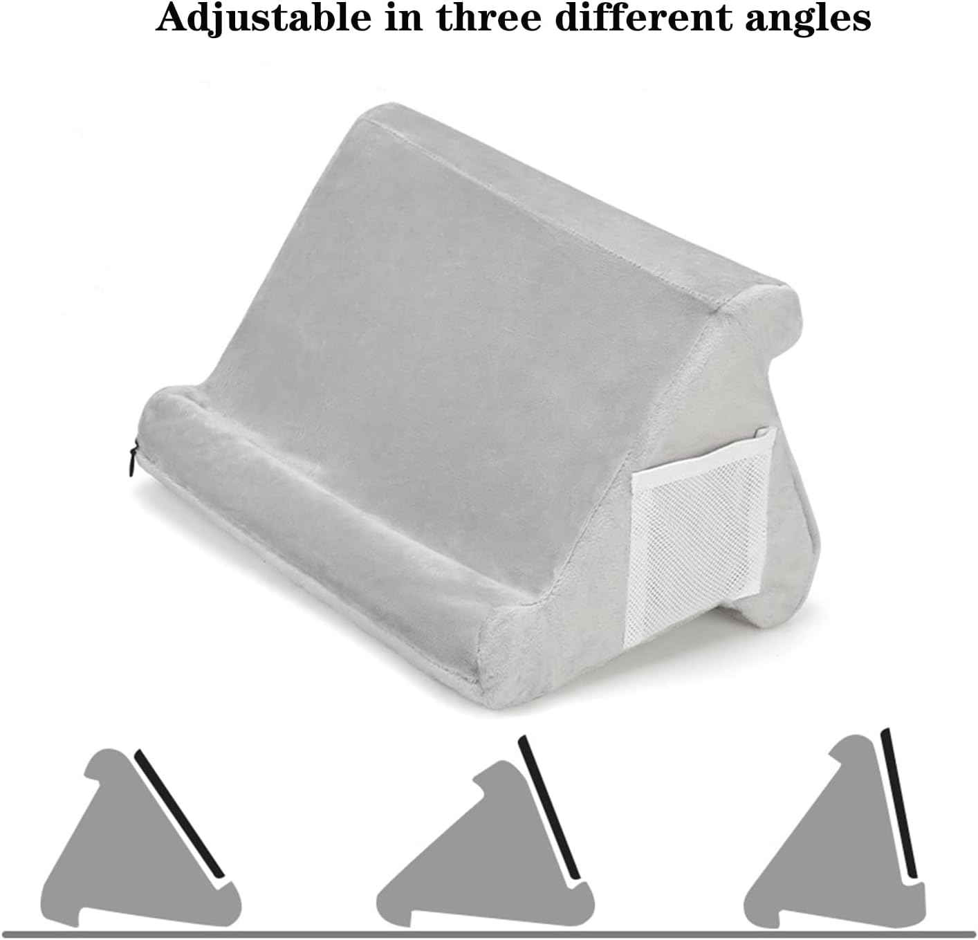 Tablet Stand,Tablet Pillow Stand, Multi-Angle iPad Tablet Reading Stand Pillow Holder for iPad, Tablet, Smartphone, Magazines, Books (Grey)
