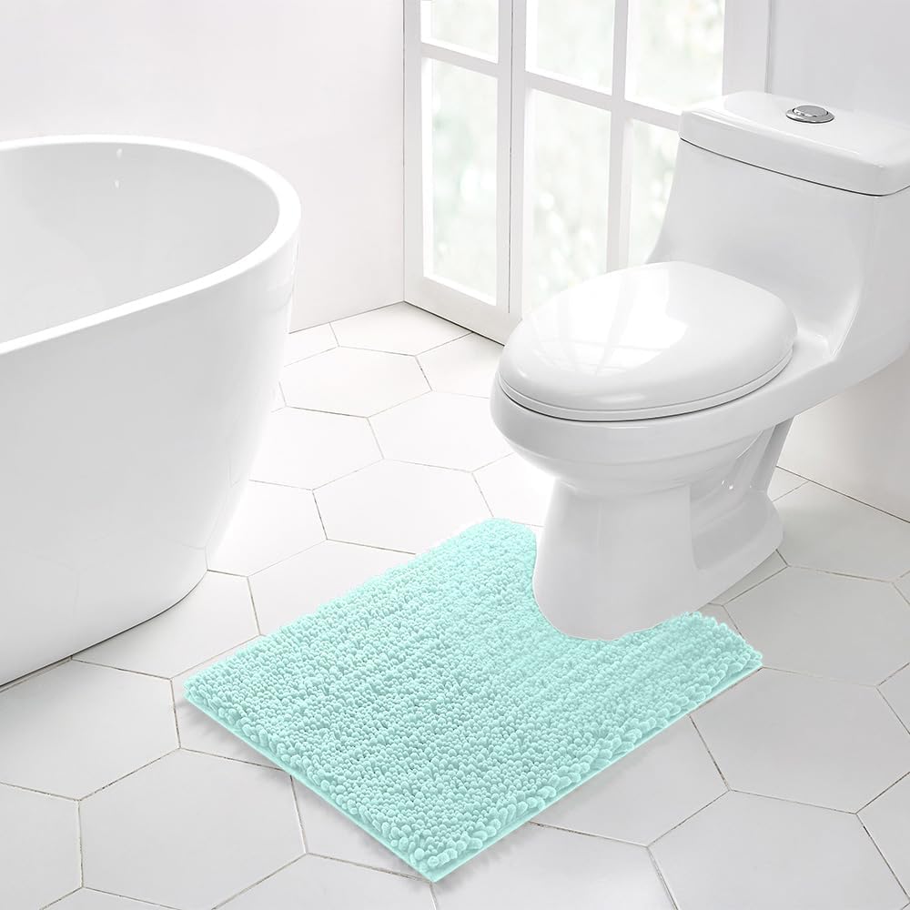 Walensee Bathroom Rug Non Slip Bath Mat (24x17 Inch Blush) Water Absorbent Super Soft Shaggy Chenille Machine Washable Dry Extra Thick Perfect Absorbant Best Small Plush Carpet for Shower Floor