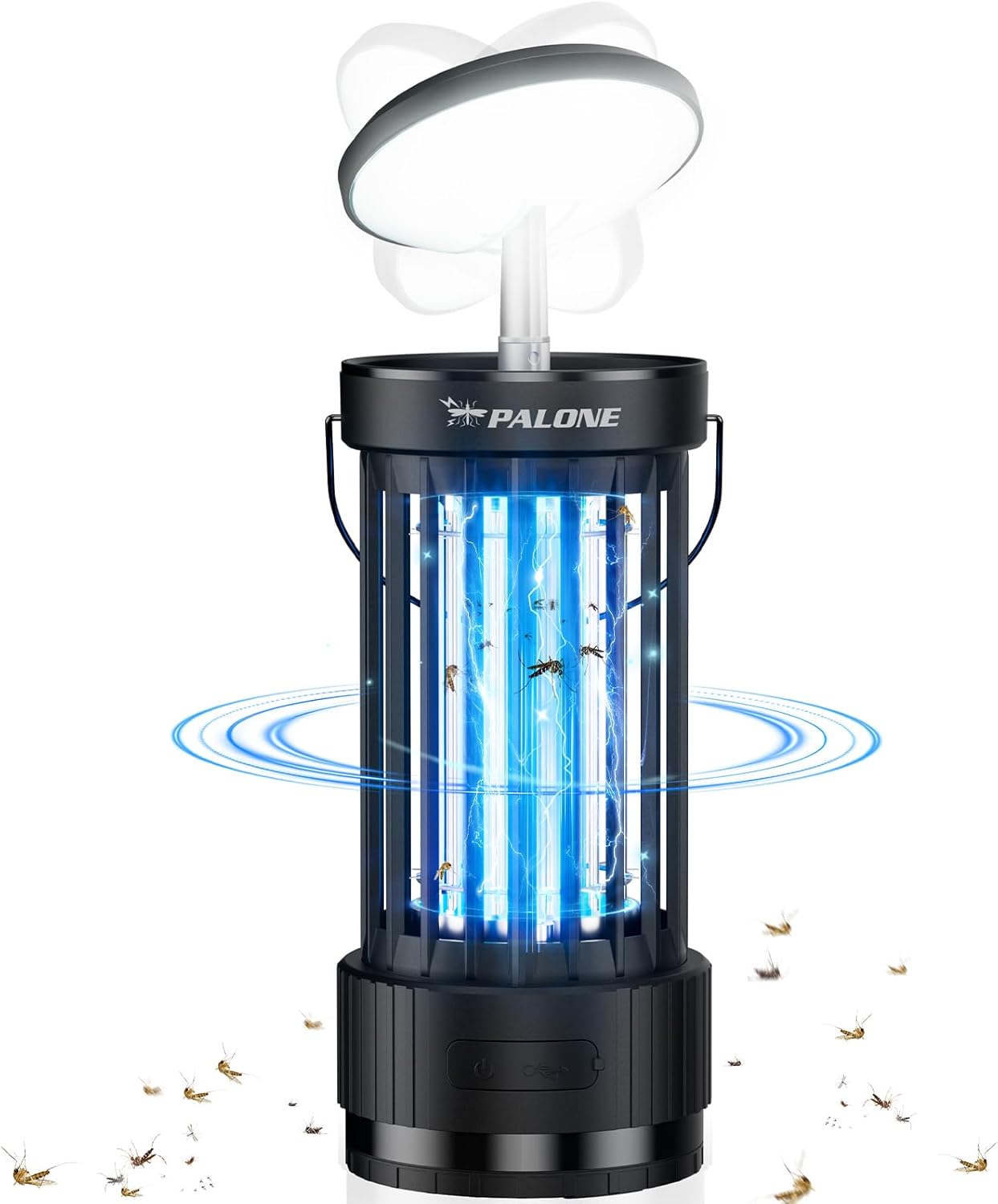 PALONE Bug Zapper, 4000mAh Electric Bug Zapper with LED Light, Retractable Fly Zapper with 3 Levels of Lighting Intensity Used for Indoor Outdoor