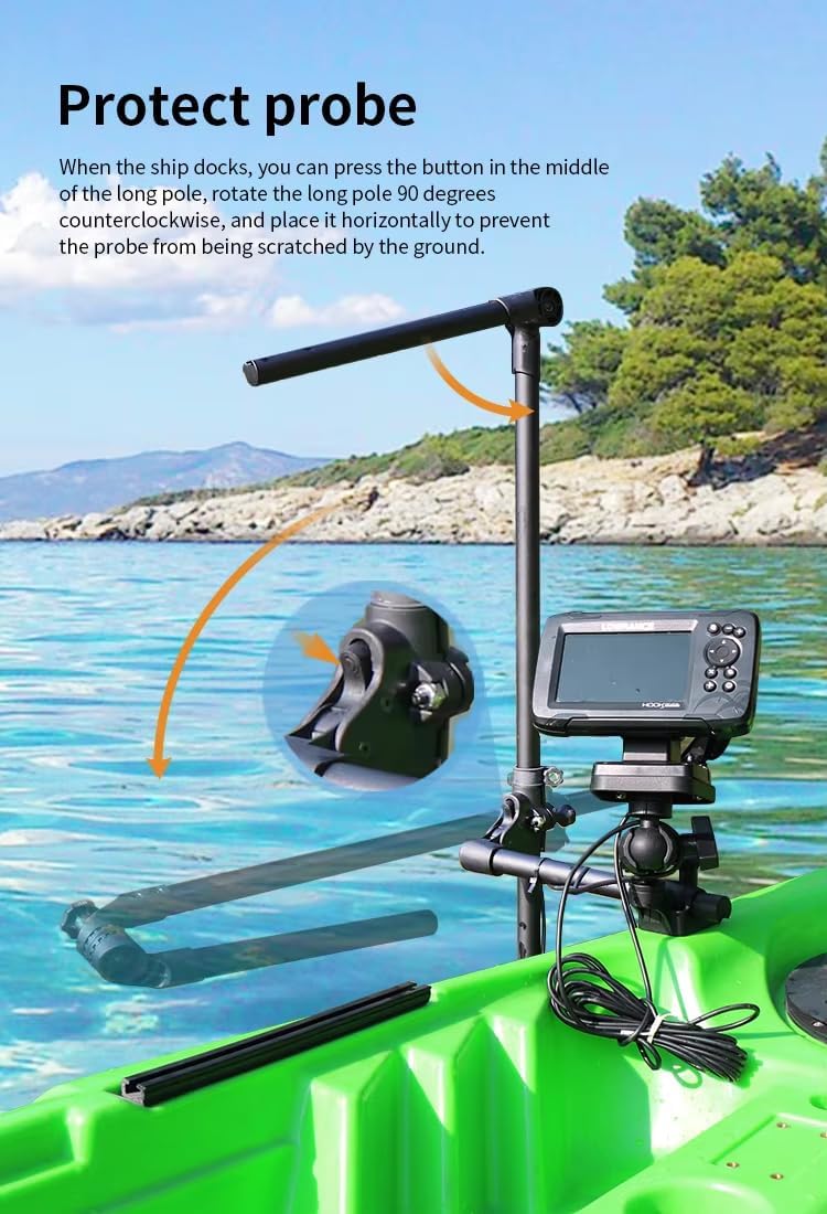 Strg Transducer Bracket with Fish Finder Mount for Kayak/Boat, Livescope Fish Finder Transducer Mount for Garmin/Lowrance, Compatible with RAM Mounts C Size/1.5'' Double Socket Arm (Foldable)