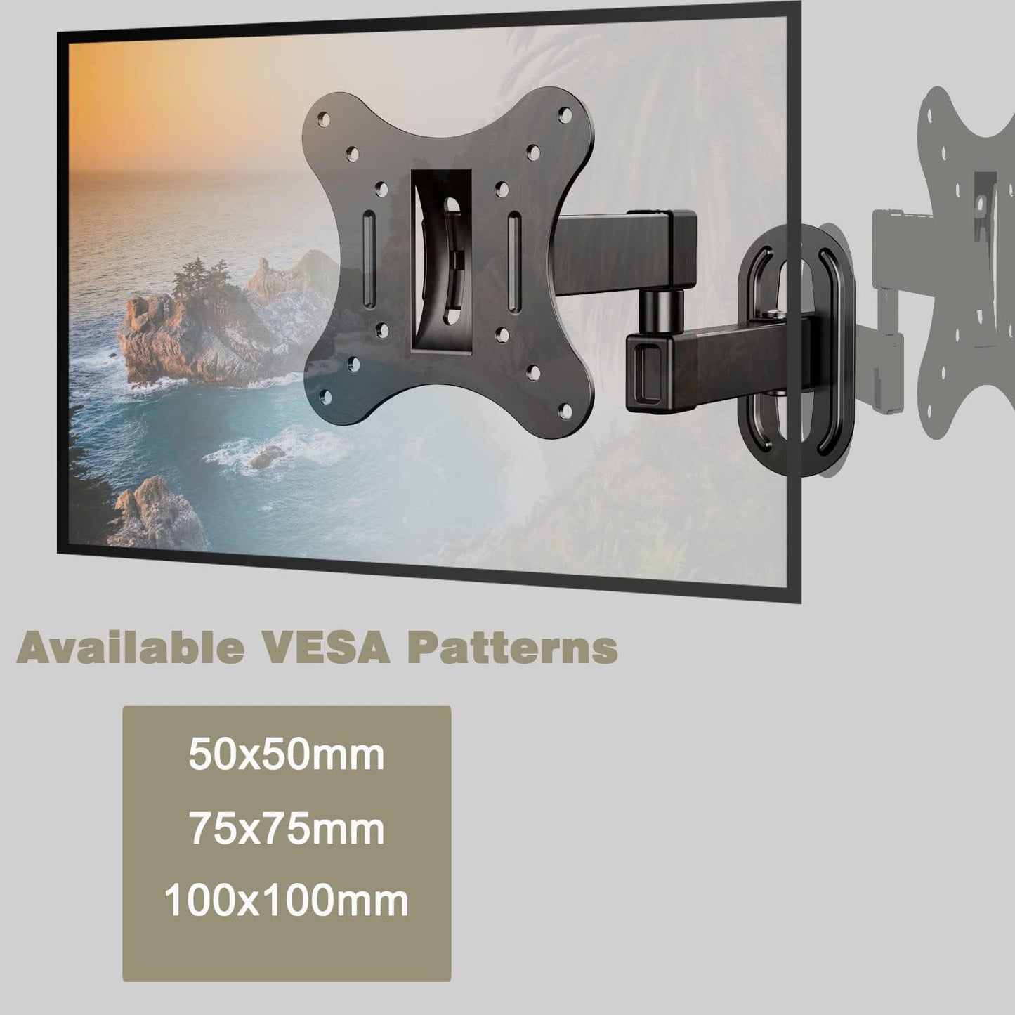 GLWIXY Monitor Wall Mount Most 14-27 inch TVs Computer,Full Motion Wall Mount TV Bracket VESA Up to 100x100mm Max Load 22lbs Fits 15 19 20 22 23 Inch Small Monitor Mount