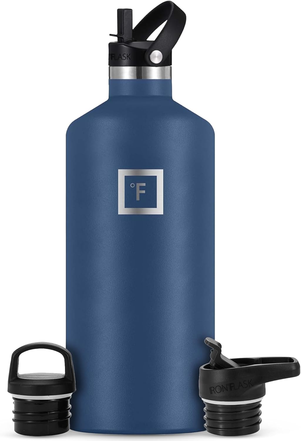 Camping & Hiking Hydration Canteens - 24oz 3 Lids (Narrow Straw/Spout Lid) Leak Proof Vacuum Insulated Stainless Steel - Hot & Cold Double Walled Sports Water Bottle
