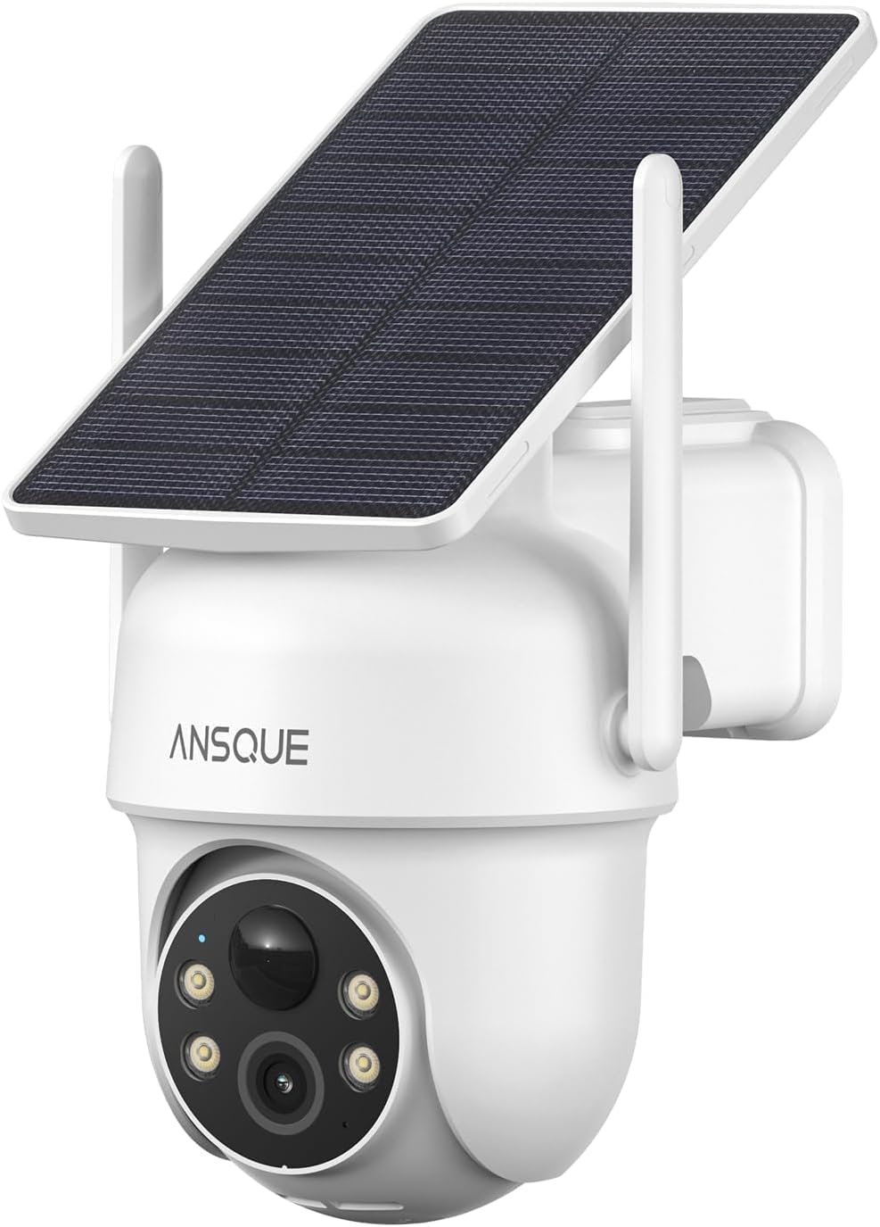 ANSQUE Solar Security Cameras Wireless Outdoor, 4-Cam Kit, No Monthly Fee, 2K Color Night Vision with Solar Panel, Local Storage, 360° View, Auto Tracking