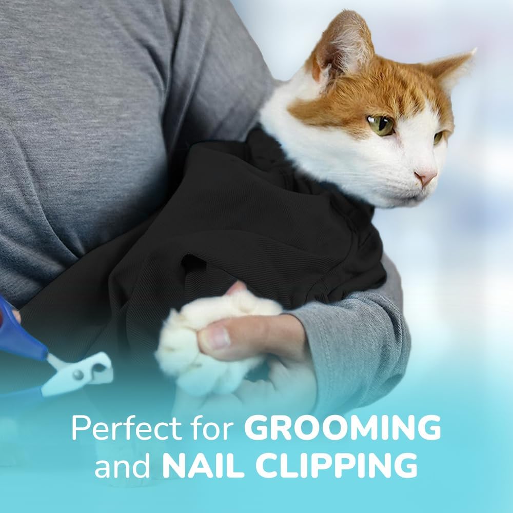 Cat-in-the-Bag Cozy Comfort Carrier - Small Caramel Pet Carrier for Cat and Cat Restraint for Medication Administration, Nail Clipping, Travel, Vet Visits, and Dental Care