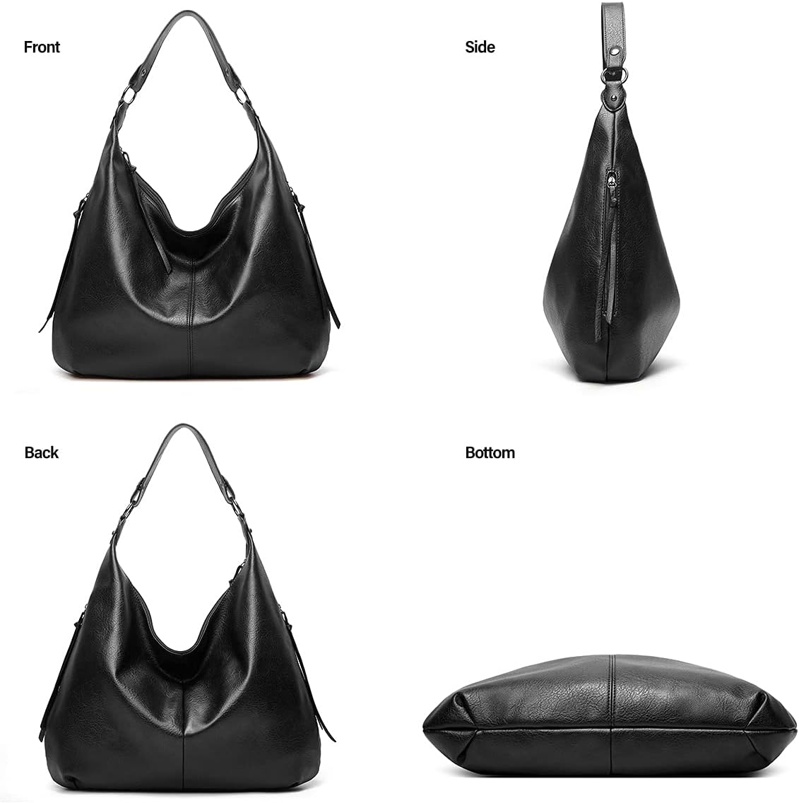 Ashioup Hobo Bags for Women Soft PU Leather Shoulder Bag Vintage Slouchy Handbag with Zipper