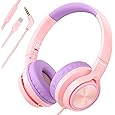 INFURTURE Kids Headphones for School Travel, 94dB Safe Volume Limited, HD Mic Stereo Sound Over-Ear Girls Boys Headphones for Kid, Foldable 3.5mm and USB-C Wired Headphones for iPad Computer