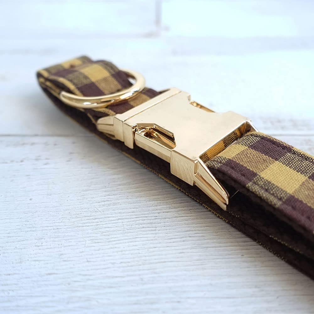 PETDURO Personalized Buffalo Plaid Dog Collar Red Black - Engraved Name and Phone Number on Black Metal Buckle - Custom for Small Medium Large Boy Girl Dogs - Add Leash Bow Tie via Customize Now