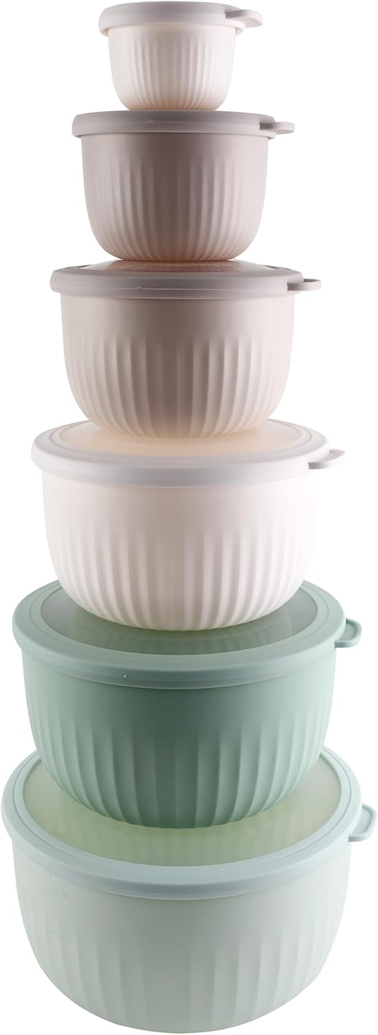 COOK WITH COLOR Prep Bowls with Lids- 8 Piece Nesting Plastic Small Mixing Bowl Set with Lids (Teal Ombre)