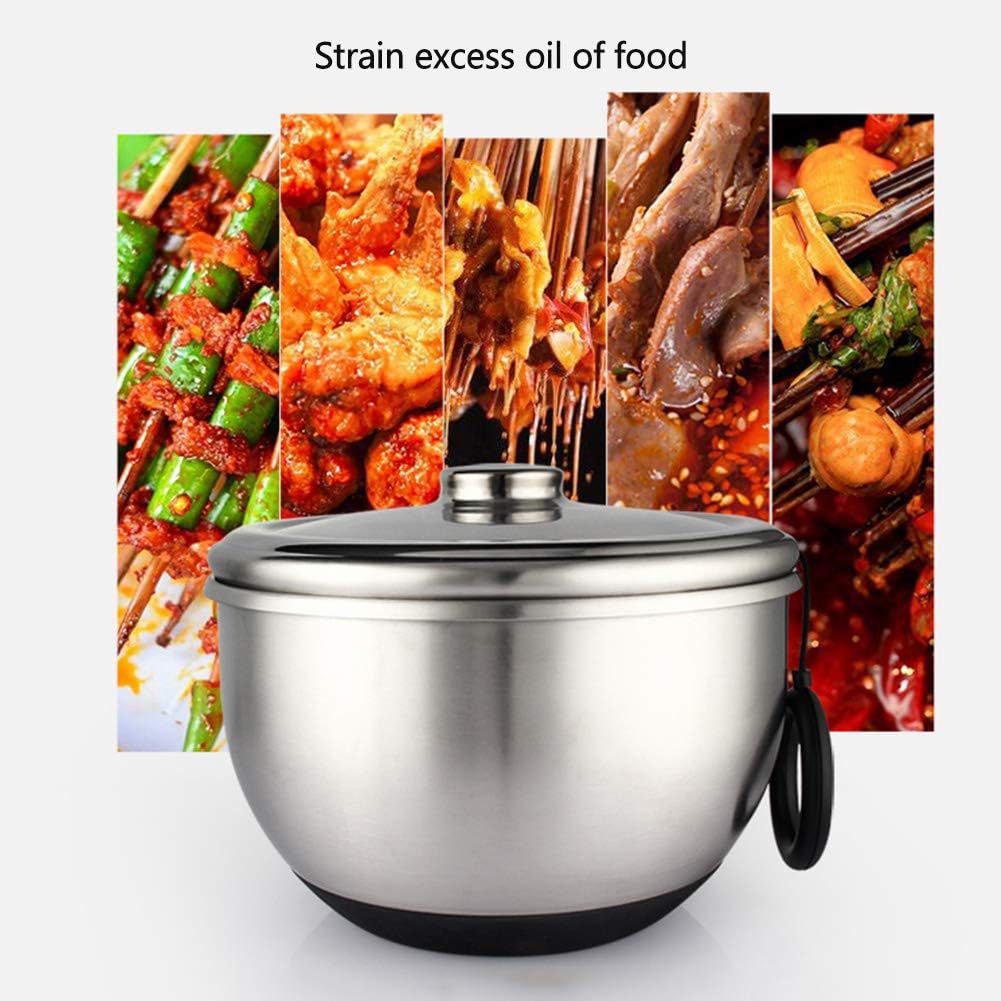 Salad Spinner, Stainless Steel Salad Dried Bowl, Great Capacity Innovative Design Vegetable Dehydrator with Grid and Bowl, Efficient and Easy Drying with Pull System,Silver-A