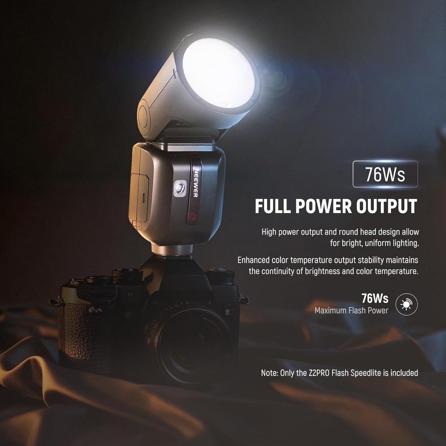 NEEWER Z2PRO-C 2.4G TTL Round Head Flash Speedlite Compatible with Canon, Wireless Compatible with Godox, Upgraded UI, 76Ws 1/8000s HSS, TTL/M TCM Switch, 7.2V/3000mAh Battery, 600 Full Power Flash