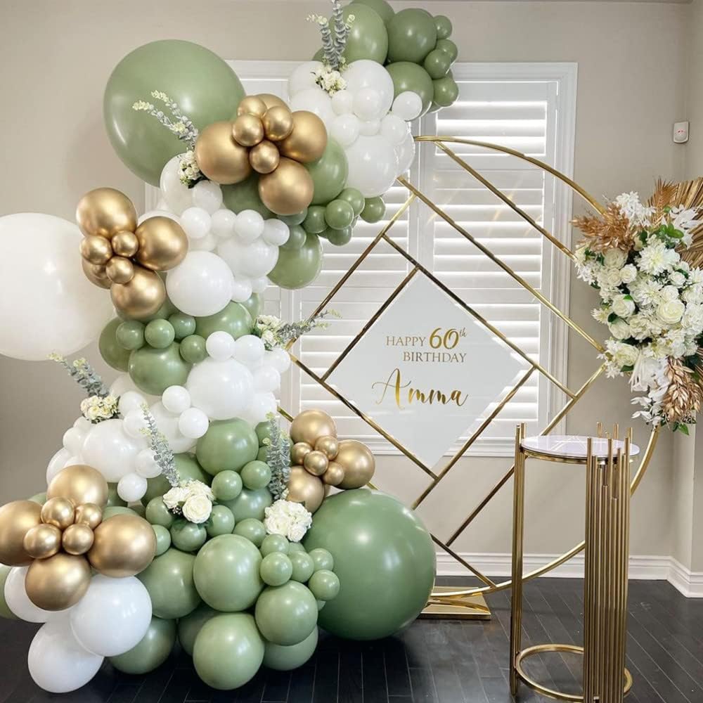 Gold Metallic Chrome Latex Balloon Arch Kit, 102PCS 18In 12In 10In 5In Arch Garland For Festival Picnic, Engagement, Wedding, Birthday Party, Gold Theme Anniversary Decoration With 33FT Ribbon