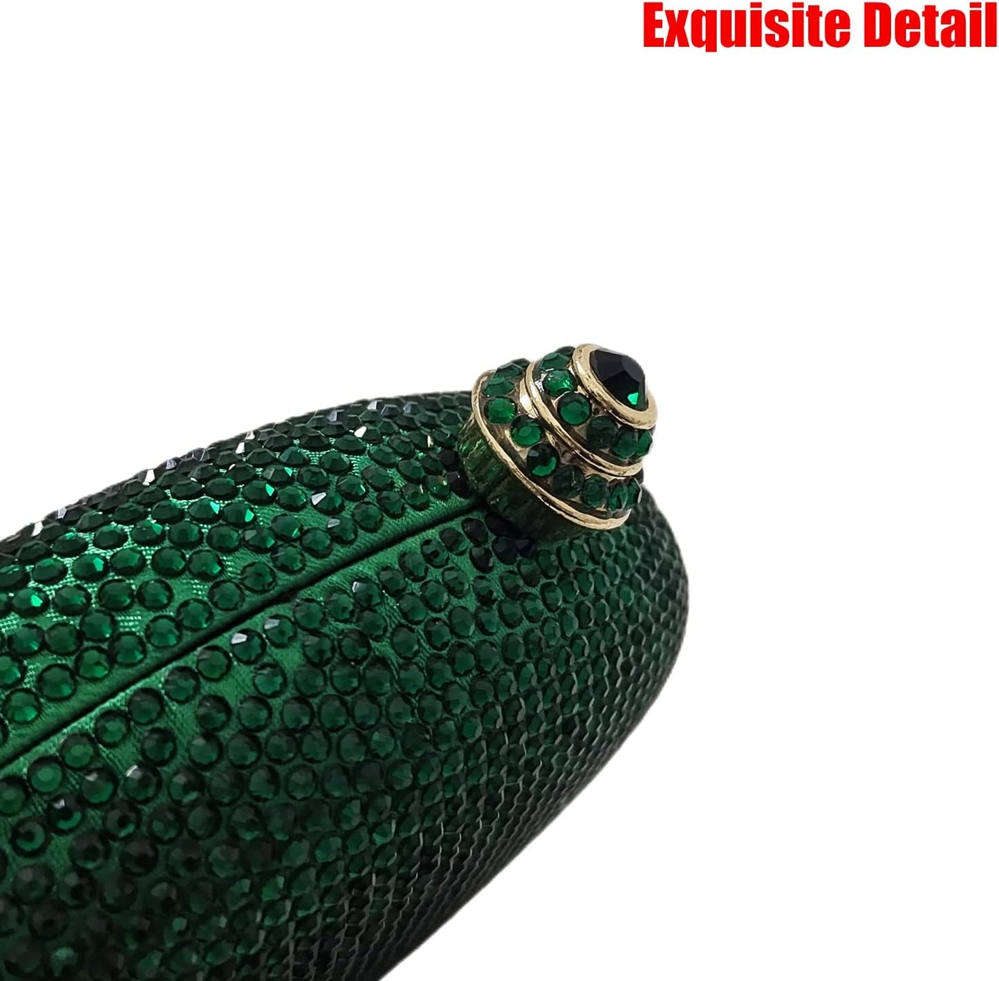 HUANG ZHUANG Egg Shape Crystal Clutch Purse Rhinestone Evening Bag for Women Party Wedding Cute Handbag