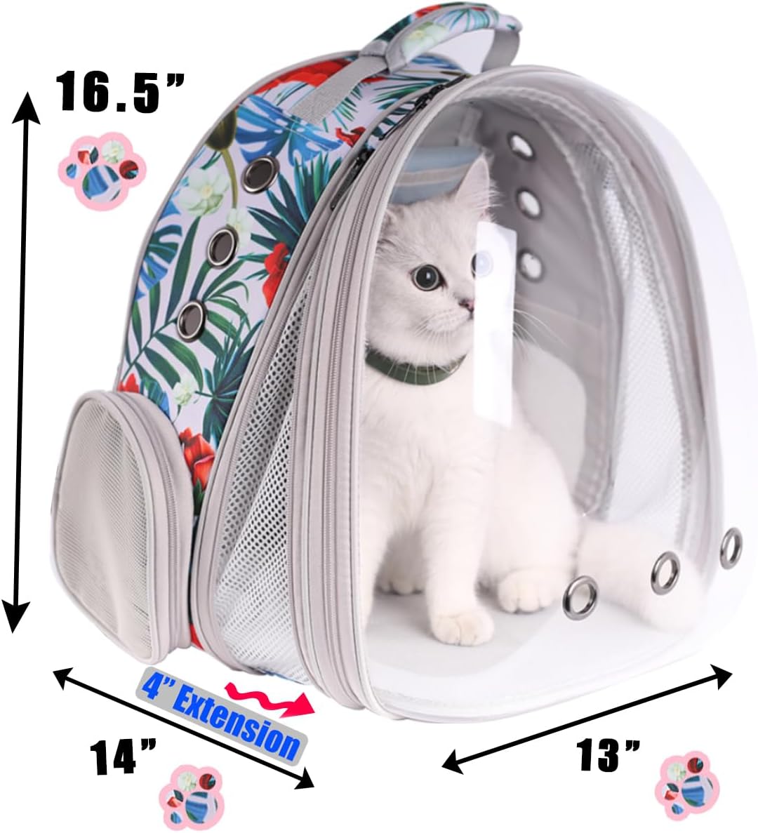 WEVONIGU Front Expandable Cat Backpack Carrier,Fit up to 16 lbs,Pet Carrier Backpack,Space Capsule Astronaut Bubble Window Bag,Cats and Puppies,Airline-Approved,Designed for Travel,Hiking,Walking