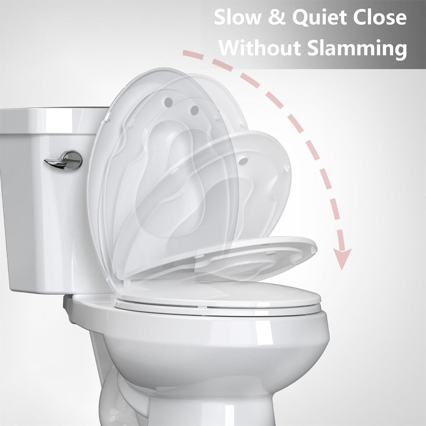 White Elongated Toilet Seat, Slow Close Toilet Cover Seat for Easy Clean and Stain-Resistant, Plastic Toilet Seat with Cover, Quick-Release Hinges and Quick-Attach Hardware