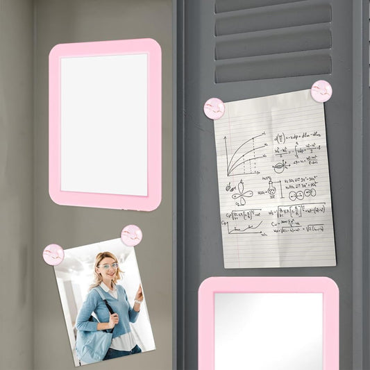 15PCS Locker Accessories Set Back to School Decor Supplies Includes Magnetic Mirror Whiteboard Markers Pen Holder and Magnets Locker Organizer Decorations for School Office Home Essentials (Pink)