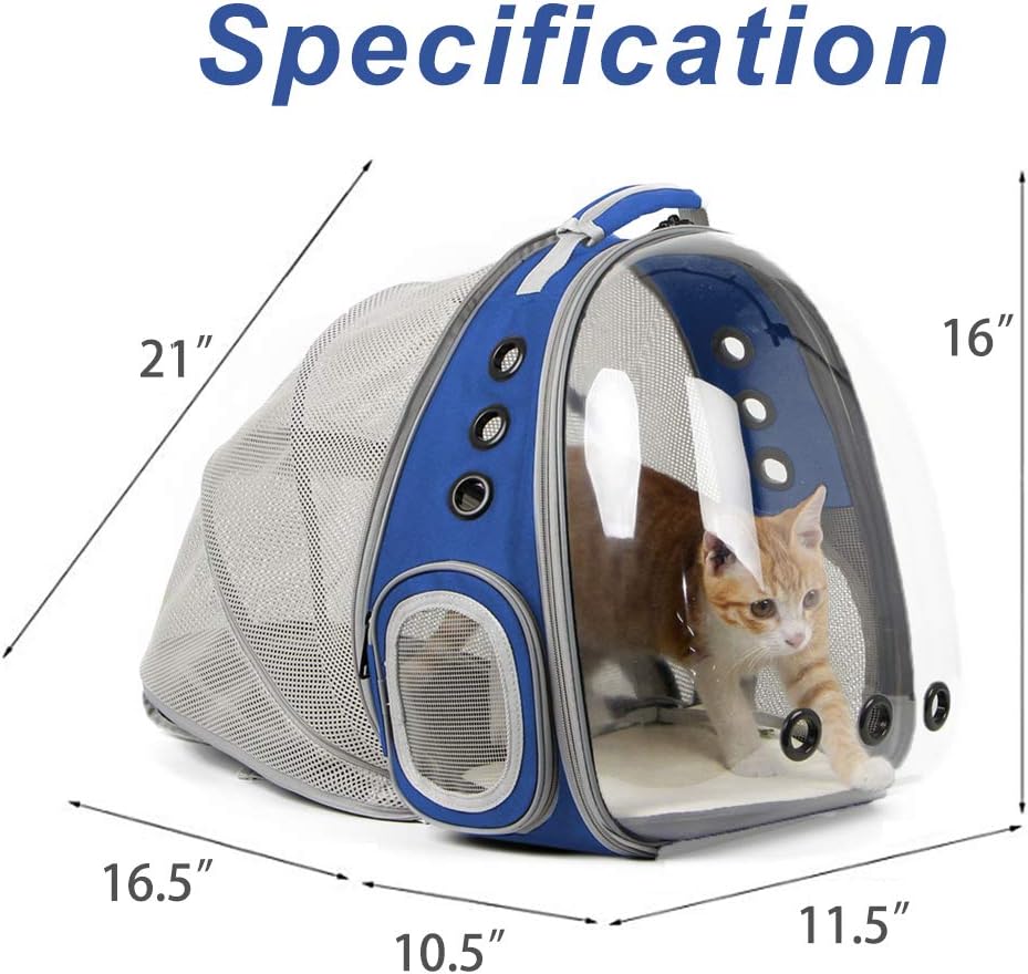 WEVONIGU Front Expandable Cat Backpack Carrier,Fit up to 16 lbs,Pet Carrier Backpack,Space Capsule Astronaut Bubble Window Bag,Cats and Puppies,Airline-Approved,Designed for Travel,Hiking,Walking