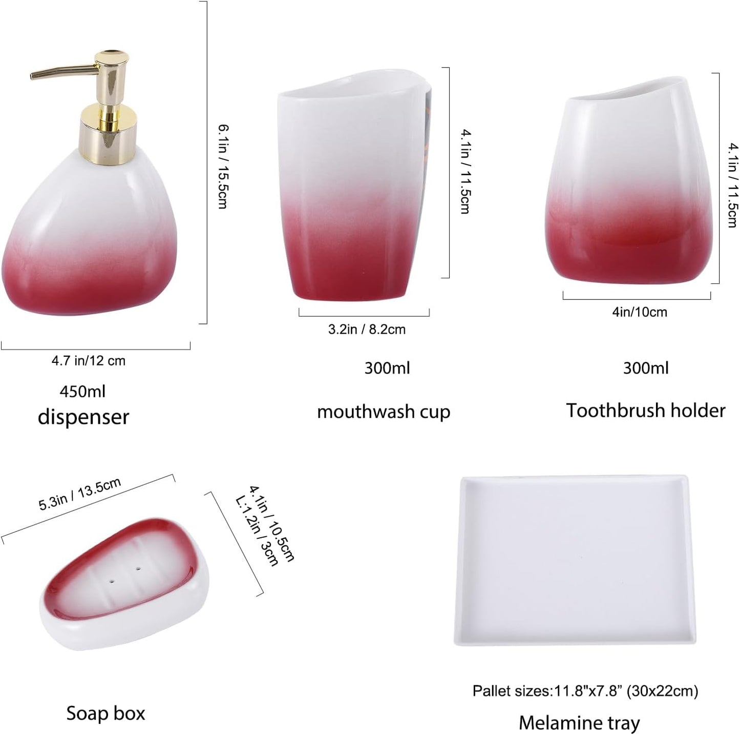 White Bathroom Accessories Set,Modern Countertop Bathroom Decor,Luxury 6 Piece Bathroom Accessory Set,Complete with Soap Dispenser,Toothbrush Holder,Tumbler,Tray