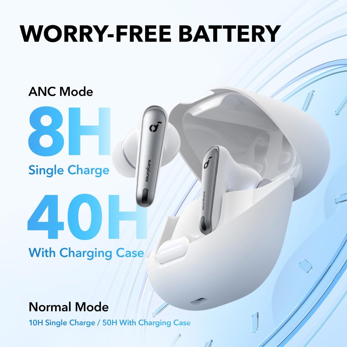 soundcore by Anker Liberty 4 NC Wireless Noise Cancelling Earbuds, 98.5% Noise Reduction, Adaptive Noise Cancelling to Ears and Environment, Hi-Res Sound, 50H Battery, Wireless Charging, Bluetooth 5.3