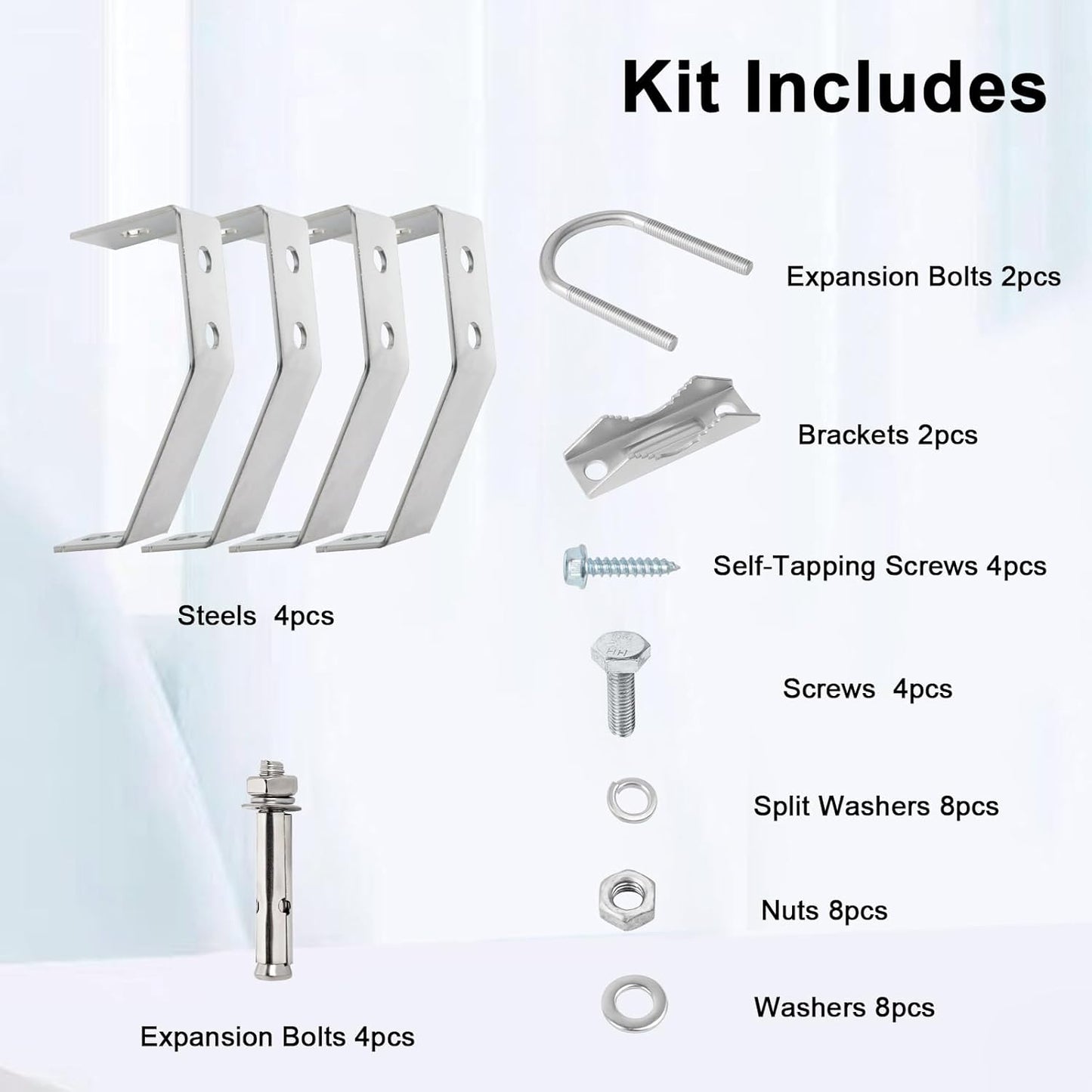 XRDS-RF 16 Inch Heavy-Duty Wall Mount Stand Off Mast for TV Antenna - Windproof Mounting Bracket (2-Leg + 2-Leg)