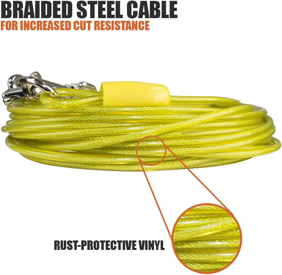 BV Pet Small Tie Out Cable for Dog up to 35 Pound, 25-Feet