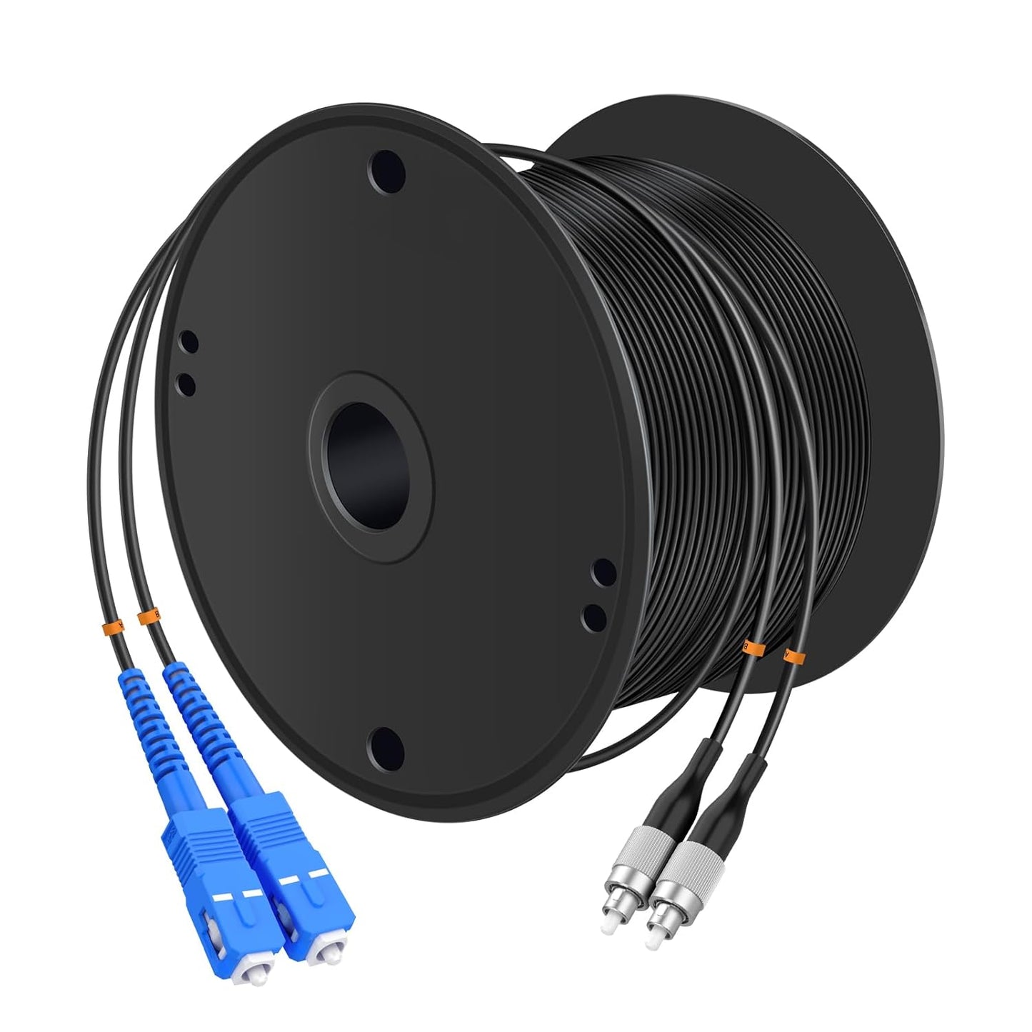 Buacoz 200 Meters LC to LC UPC Outdoor Armored Fiber Patch Cable, 9/125um Single Mode Duplex Fiber Optic Internet Cables, Jumper Optical Patch Cord, (200M/656ft), TPU Black