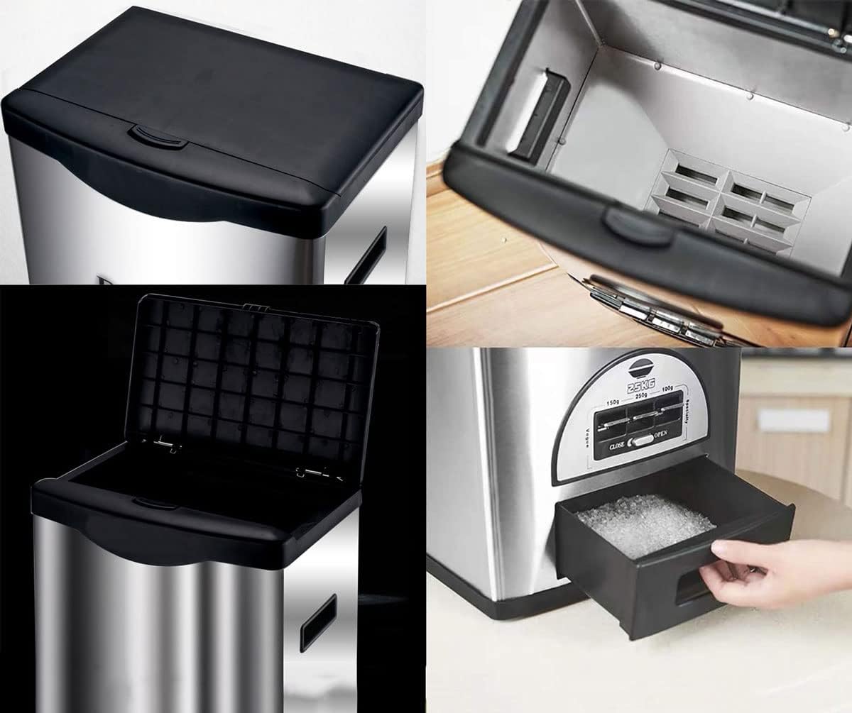 Rice Tank Rice Storage Rice Storage Container Stainless Steel 25/33/45/55/66LB Sealed Grain Rice Cabinet Rice Storage Bucket (Black 20kg)
