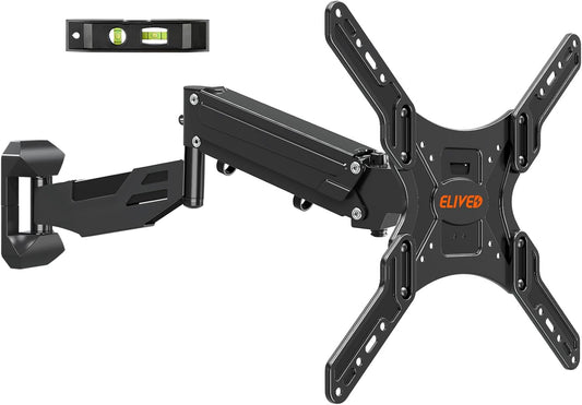 ELIVED Height Adjustable TV Wall Mount for Most 23-55 Inch tvs, Spring Arm Full Motion Swivel Tilt Articulating TV Mount Bracket, Max VESA 400x400mm, Support 11-66 lbs, YD1010