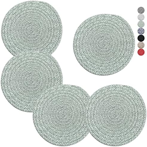 Trivets for Hot Dishes, Pots and Pans, 8 Inches Hot Pads 5 Pcs, Pot Holders for Kitchen, Heat Resistant Mat Protect Counter, Coasters Set Home Essentials Farmhouse Decor (Blue)