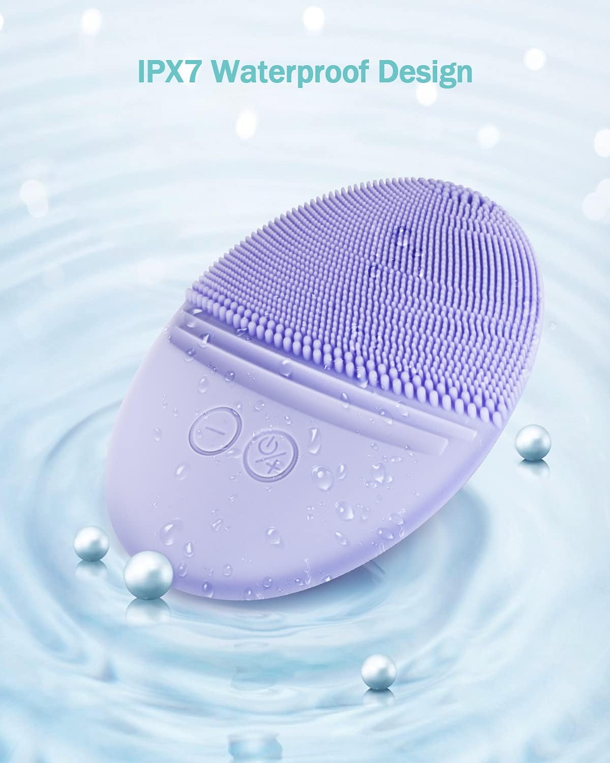 EZBASICS Sonic Facial Cleansing Brush Made with Ultra Hygienic Soft Silicone, Waterproof Sonic Vibrating Face Brush for Deep Cleansing, Gentle Exfoliating and Massaging, Inductive Charging Blue