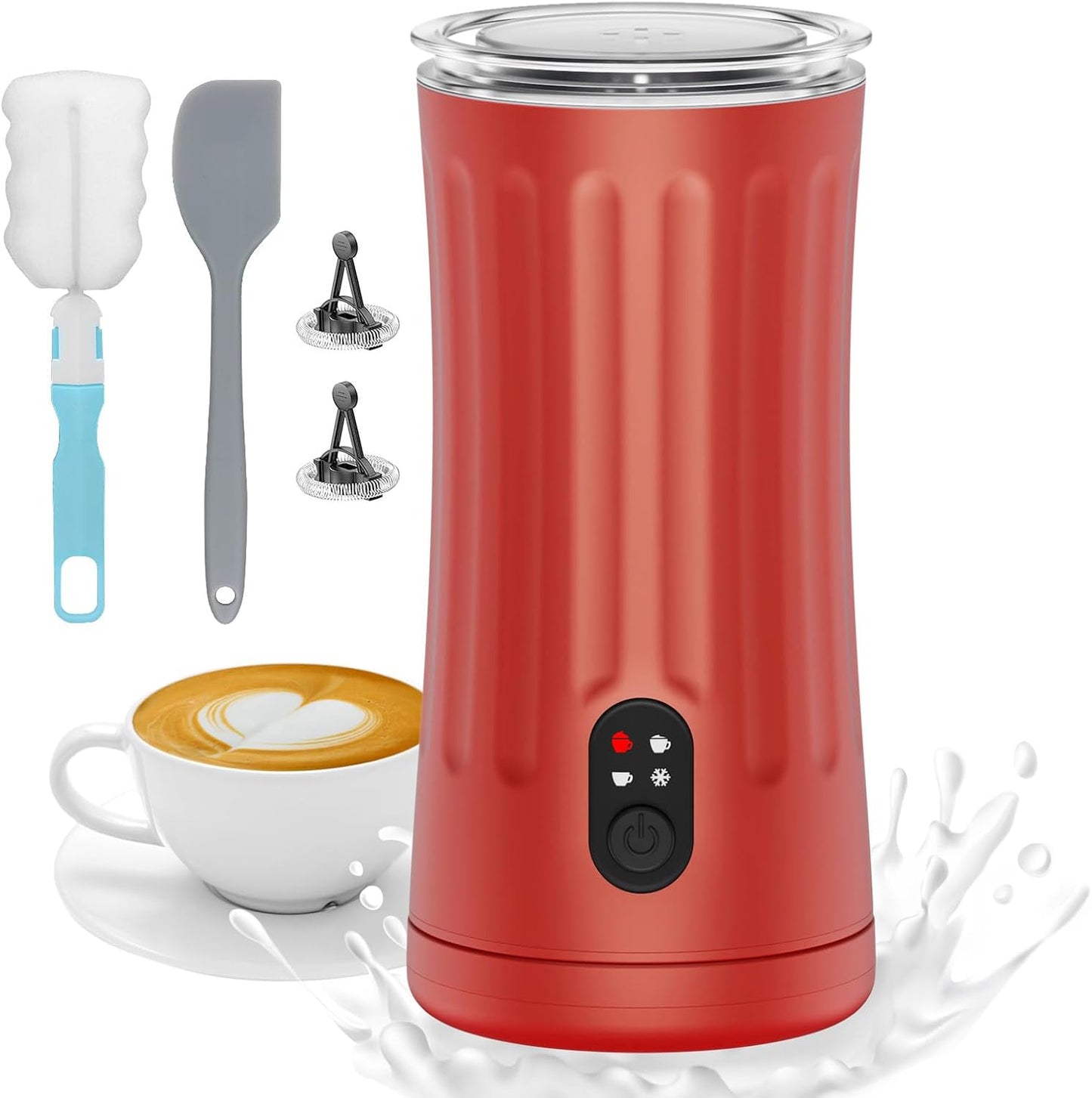 Electric Milk Frother, 4-in-1 Milk Steamer and Frother, 8.1oz/240ml Automatic Warm and Cold Foam Maker, Auto Shut-Off Frother for Coffee, Latte, Cappuccino, Macchiato(Black)