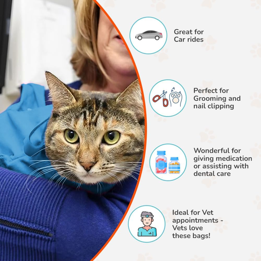 Cat-in-the-Bag Cozy Comfort Carrier - Small Caramel Pet Carrier for Cat and Cat Restraint for Medication Administration, Nail Clipping, Travel, Vet Visits, and Dental Care