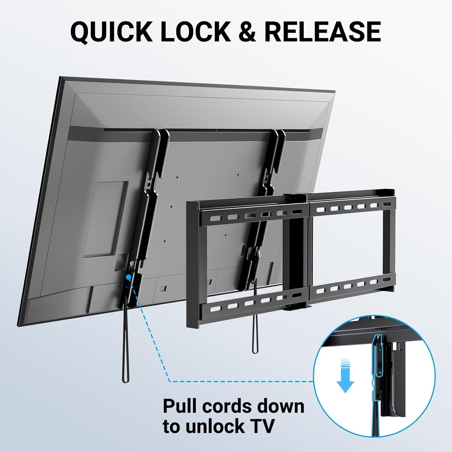 PERLESMITH Fixed TV Wall Mount Bracket Low Profile for 32-82 inch LED, LCD, and OLED Flat Screen TVs - Fits 16”- 24” Wood Studs, Fixed TV Mount with VESA 600 x 400mm Holds up to132lbs (PSLLK1), Black