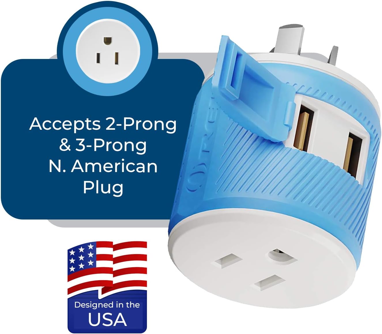 OREI South Africa, Botswana, Namibia Travel Plug Adapter with Dual USB - USA Input - Type M (U2U-10L), Will work with Cell Phones, Camera, Laptop, Tablets, iPad, iPhone