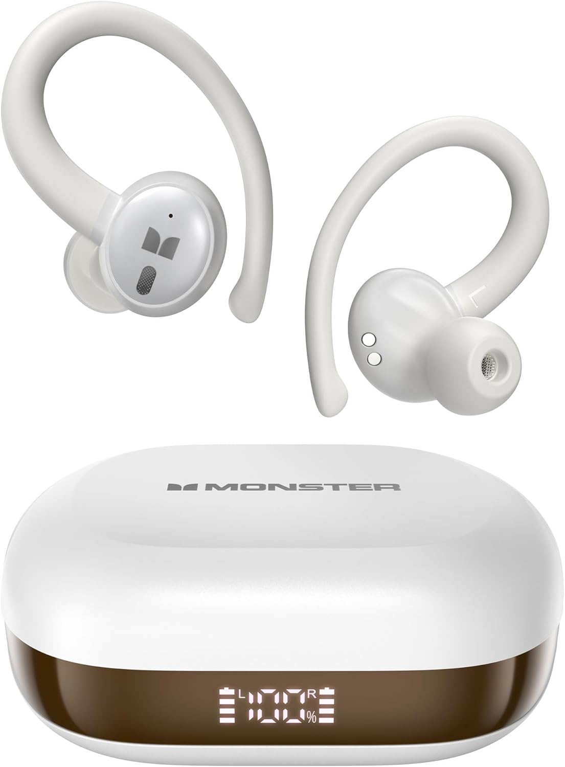 Monster N-Lite 216 Wireless Earbuds 40hrs Bluetooth 6.0 Headphone,Bluetooth Earbuds Stereo Deep Bass Over Ear Bud with Earhooks,ENC Noise Cancelling Mic,IPX5 Waterproof Earphone for Workout/Running