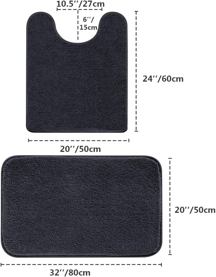 Bathroom Rugs Set 2 Pieces - Bath Rugs Ultra Soft Absorbent Non-Slip Fluffy Thick Microfiber Cozy Bath Mats Set for Tub Shower Bathroom Floors Accessories, 20"x32" & 16"x24" Set of 2 (Beige)