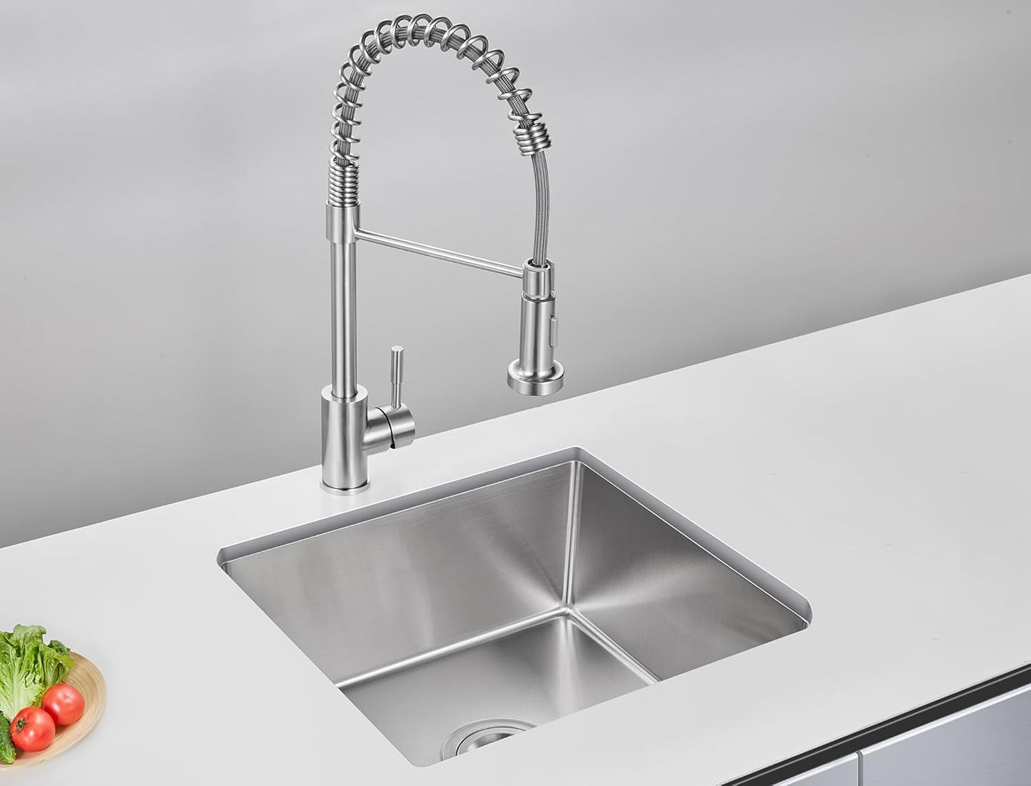 MENATT 20-inch Undermount Kitchen Sink, SUS304 Stainless Steel Handmade Single Bowl Kitchen Sink with Sink Strainer (Brushed), 20"x16"x9"