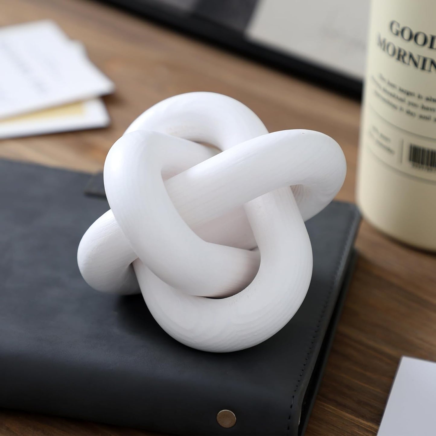 Homtik Wooden Knot - Aesthetic Modern Boho Decor for Shelf, Coffee Table, Entryway, Bookshelf, Desk - Home Decoration for Living Room, Bedroom, Dining Room, Office (White)