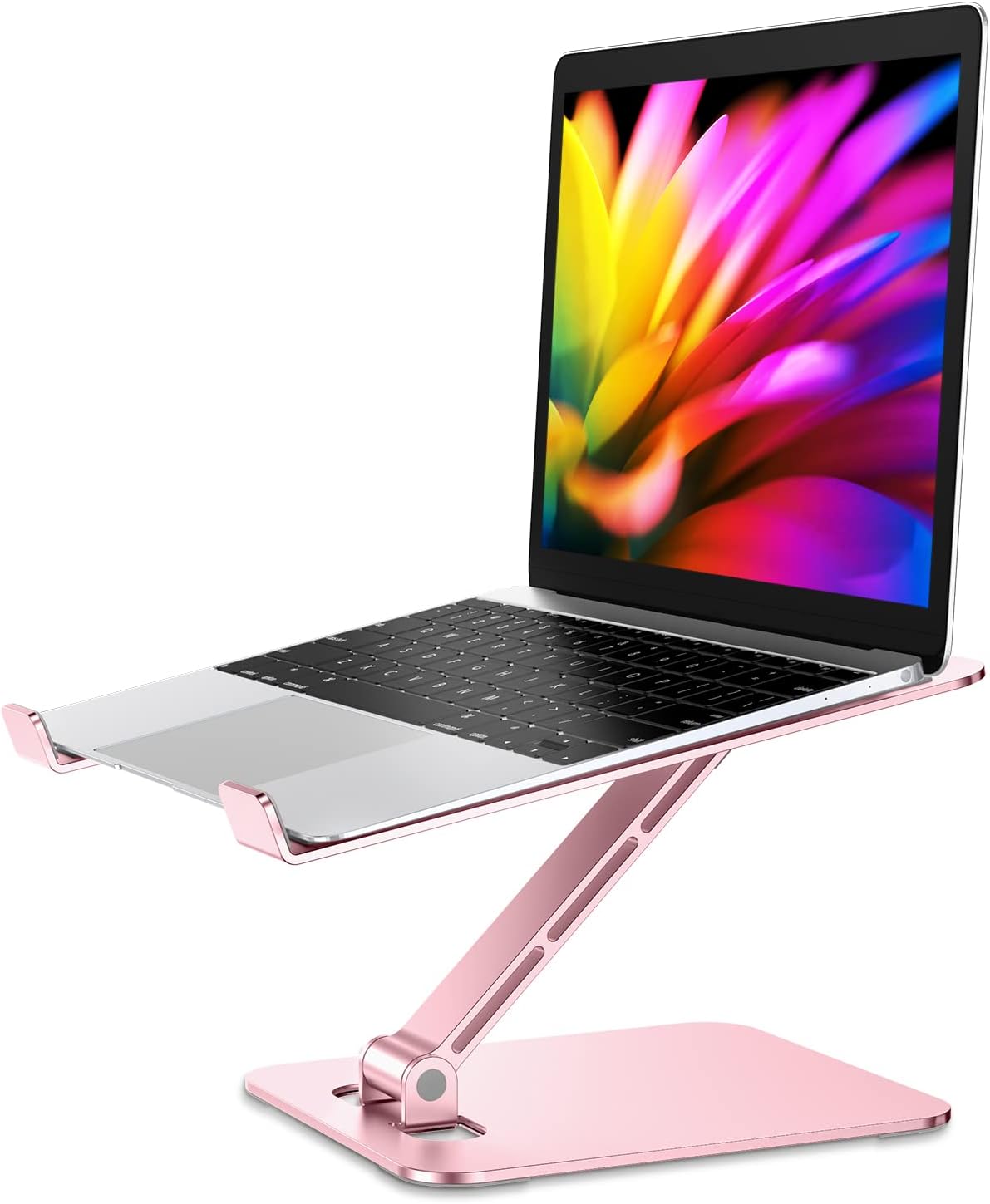 Zewwen Laptop Stand for Desk, Ergonomic Adjustable Foldable Computer Stand with Heat-Vent, Aluminium Alloy Laptop Riser Compatible with MacBook Air, Pro, Dell XPS, Samsung, 10”-16"
