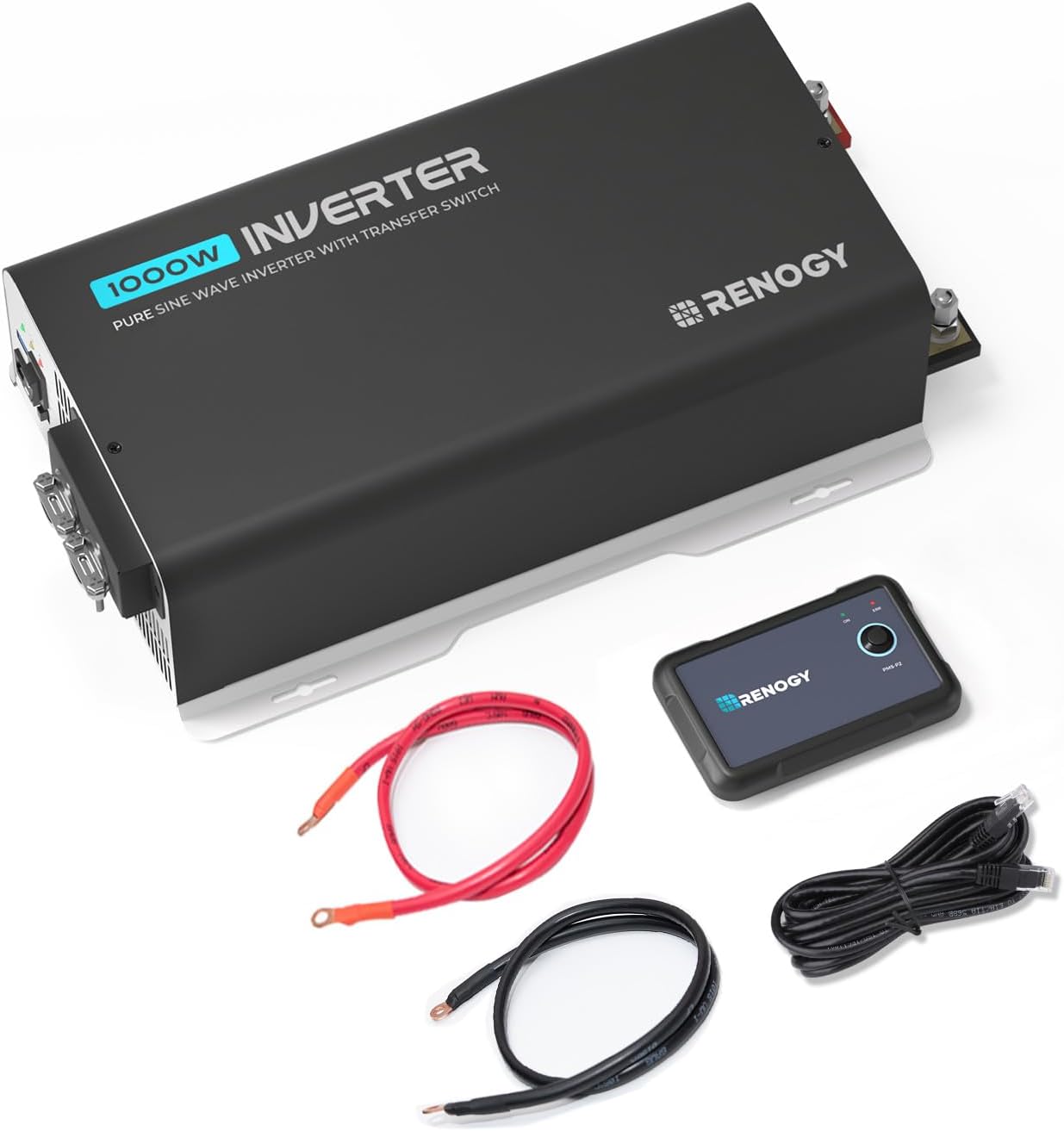 Renogy Pure Sine Wave Inverter 2000W Power Inverter 12V DC to 110V 120V AC Converter, Solar Inverter 12V to 110V 120V Converter with UPS Transfer Switch, Built-in Bluetooth, USB, Remote Controller