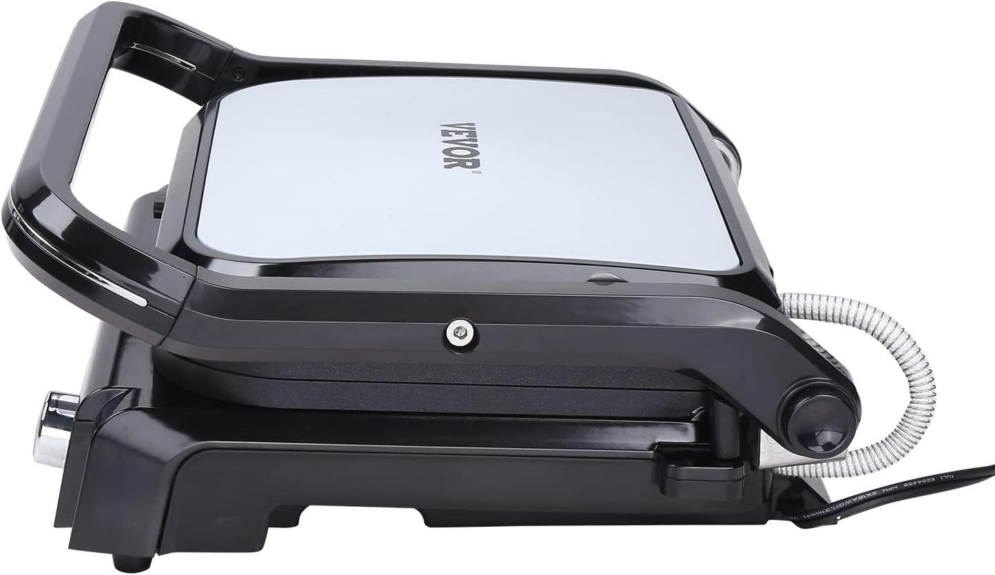 VEVOR 7 IN 1 Electric Contact Grill,1800W Indoor Panini Press Griddle,Stainless Steel Teppanyaki Grill with Nonstick&Removable Iron Plate, 0-446℉ Adjustable Temp Control,LCD Display,110V