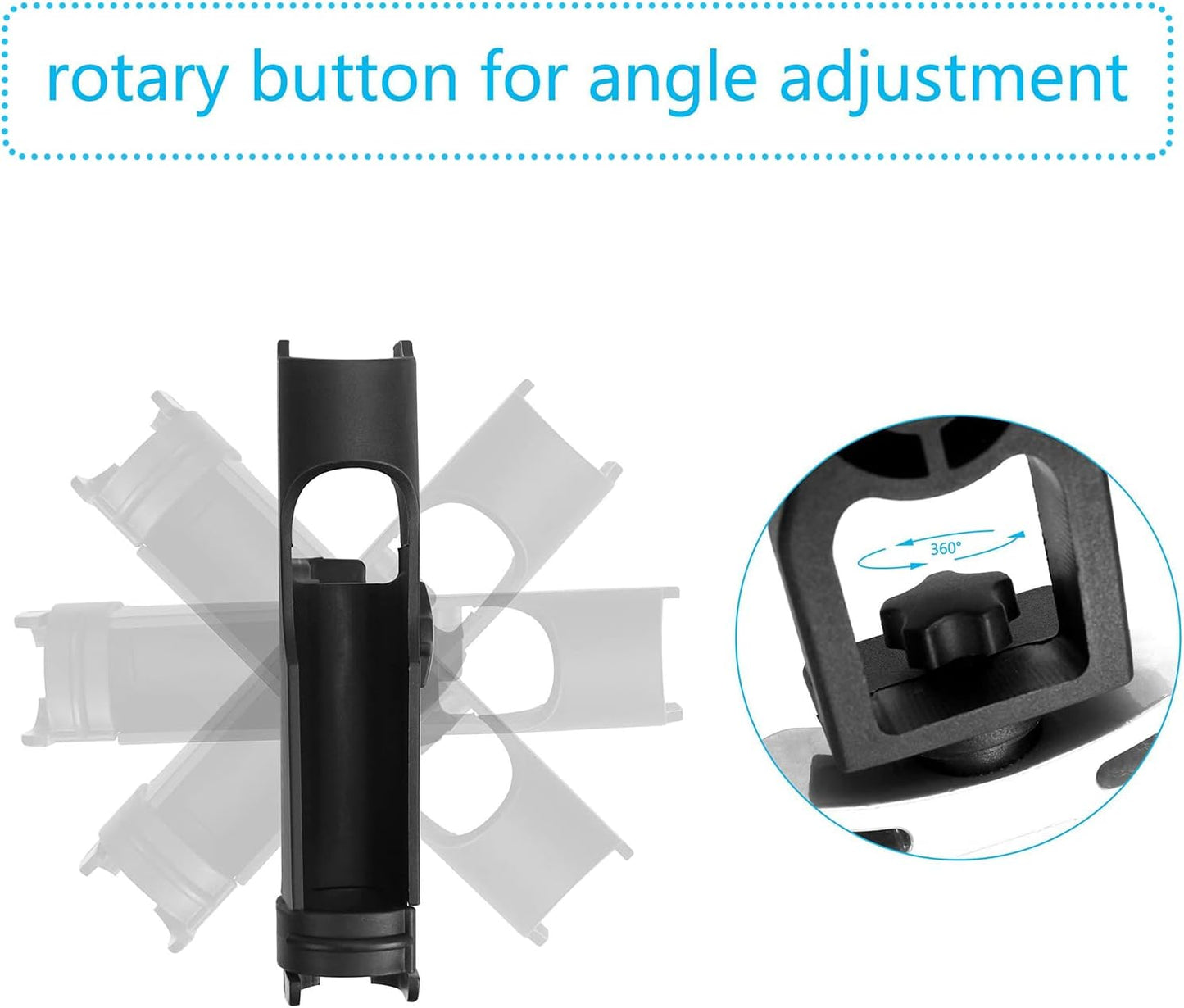 ROUDJER Fishing Rod Holders for Boats, 2 PCS 360 Degree Adjustable Rod Racks with Large Clamp Opening, Universal Fishing Accessories for Kayak Canoe, Easy Installation, Fishing Gifts for Men (Black)