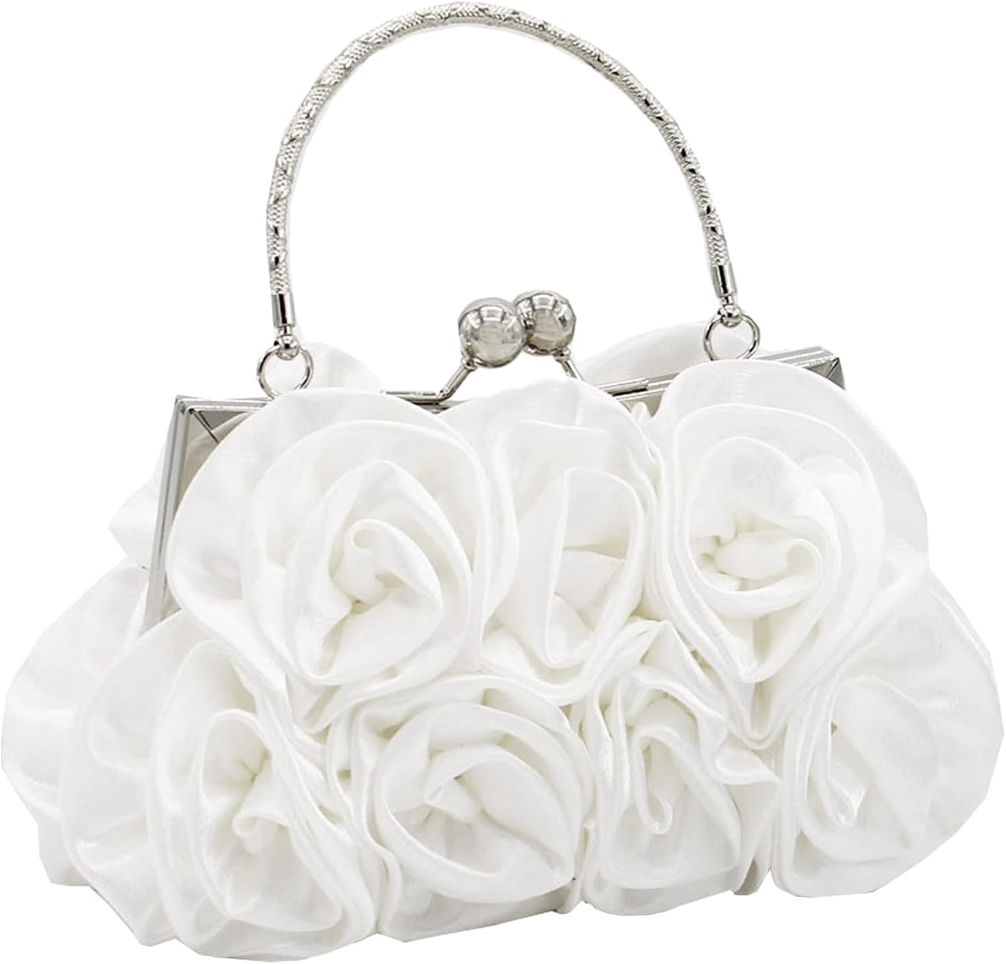 kilofly Missy K 7 Roses Clutch Purse, Satin, with Detachable Strap + kilofly Money Clip