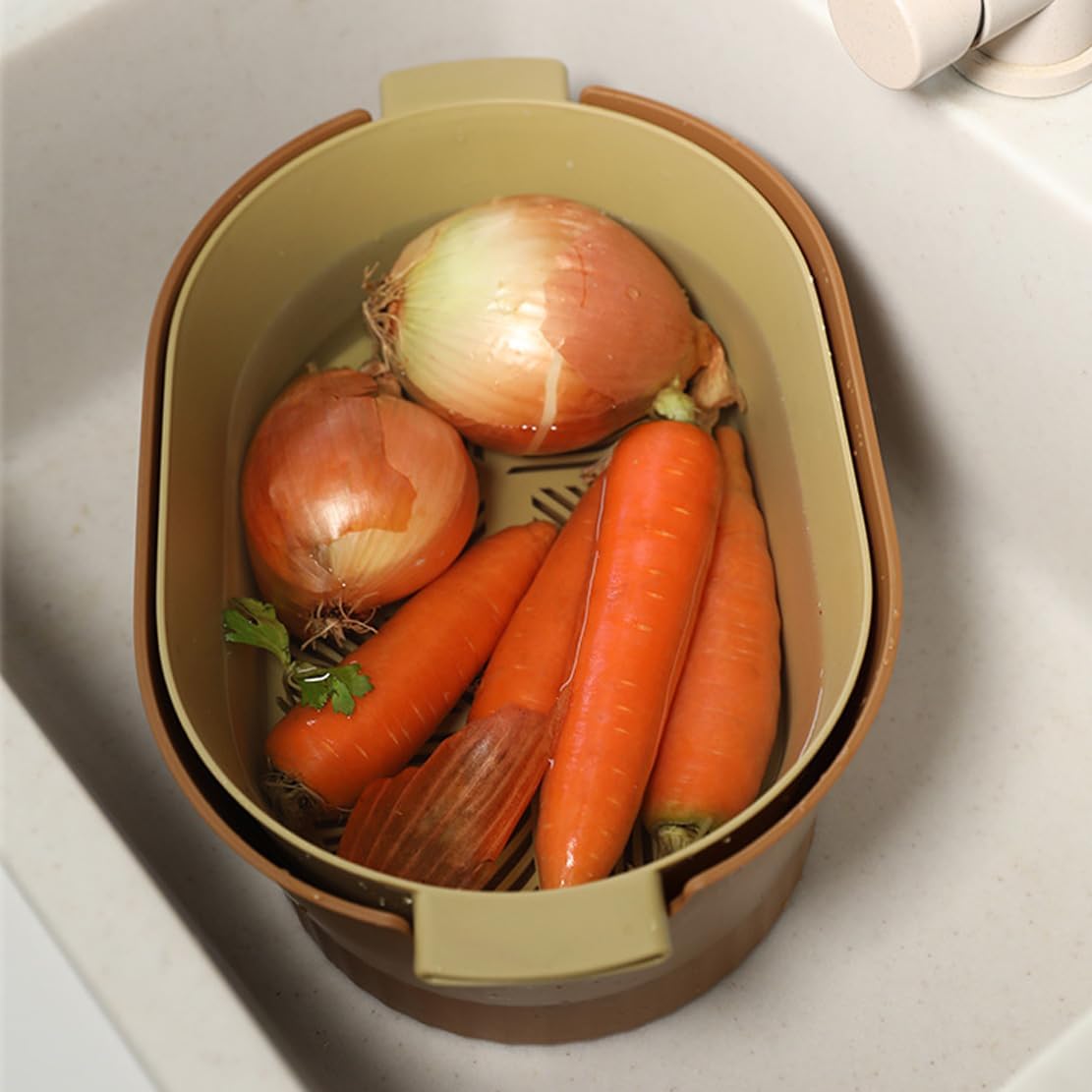 Kitchen Washbas Food Strainer Drain Basket Rotating Drainer Double-Layer Basin Vegetable Fruit Washing Strainer